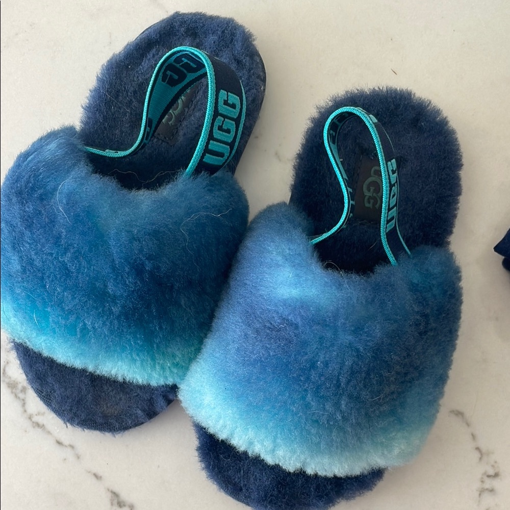 UGG Ombre Blue Fluffy Slides